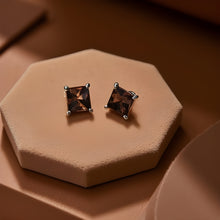 Load image into Gallery viewer, Smoky Quartz Square Studs
