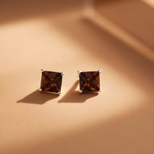 Load image into Gallery viewer, Smoky Quartz Square Studs
