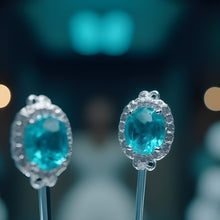 Load image into Gallery viewer, Blue Apatite Oval Studs
