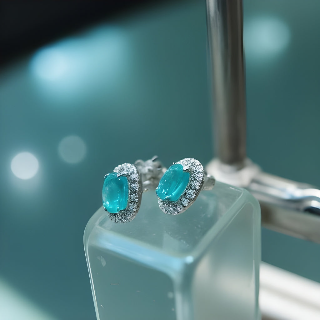 Blue Apatite Oval Studs