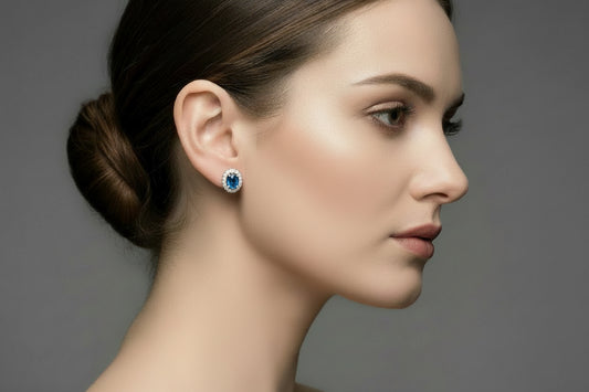 Blue Apatite Oval Studs