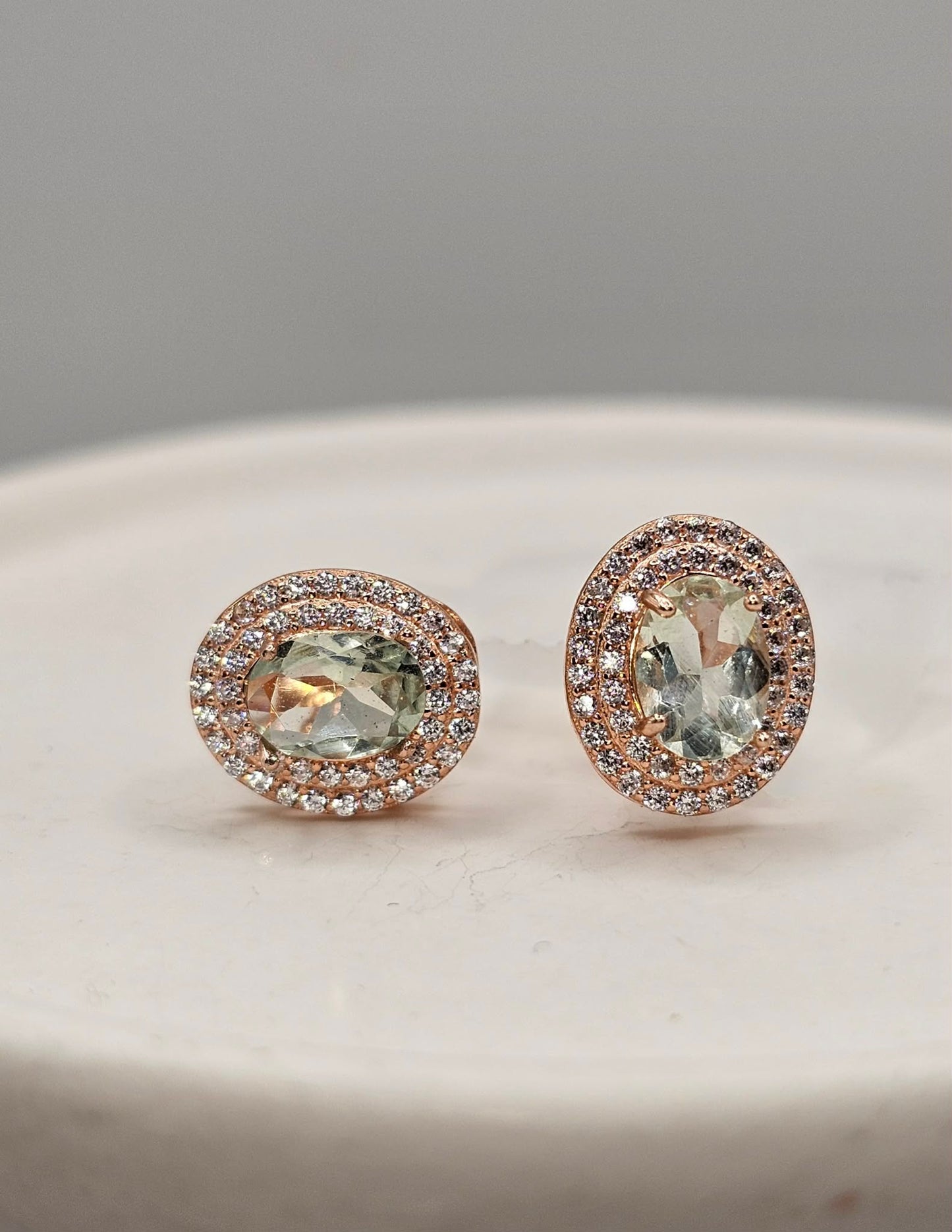 Green Amethyst Rose Gold Earrings