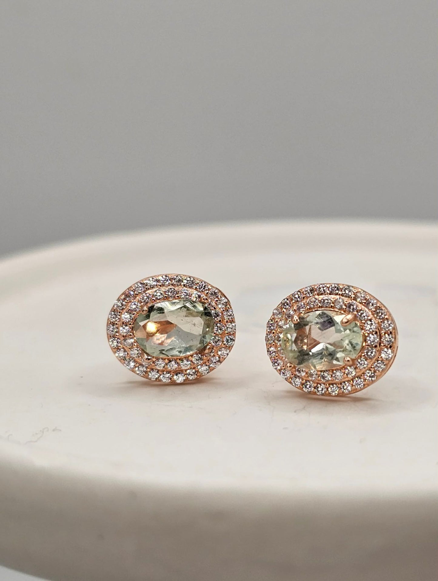 Green Amethyst Rose Gold Earrings