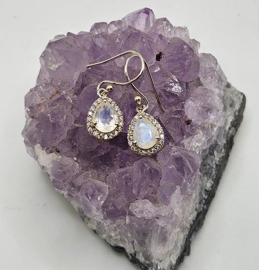 Moonstone Sterling Silver Drop Earrings