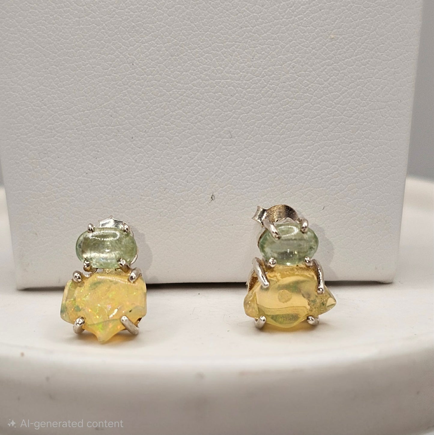Opal and Peridot Sterling Silver Stud Earrings
