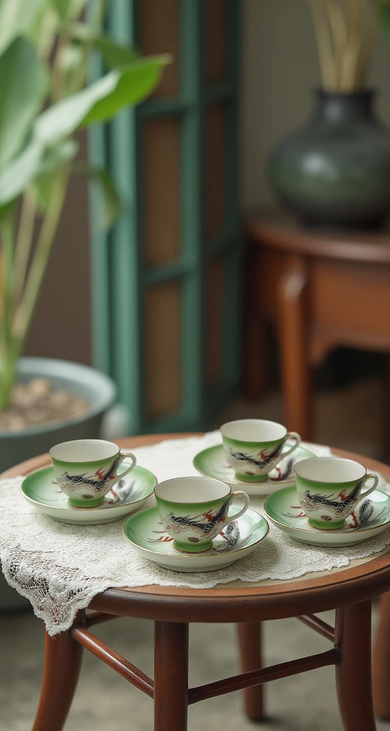 Dragonware Teaset, 4 cups and saucers