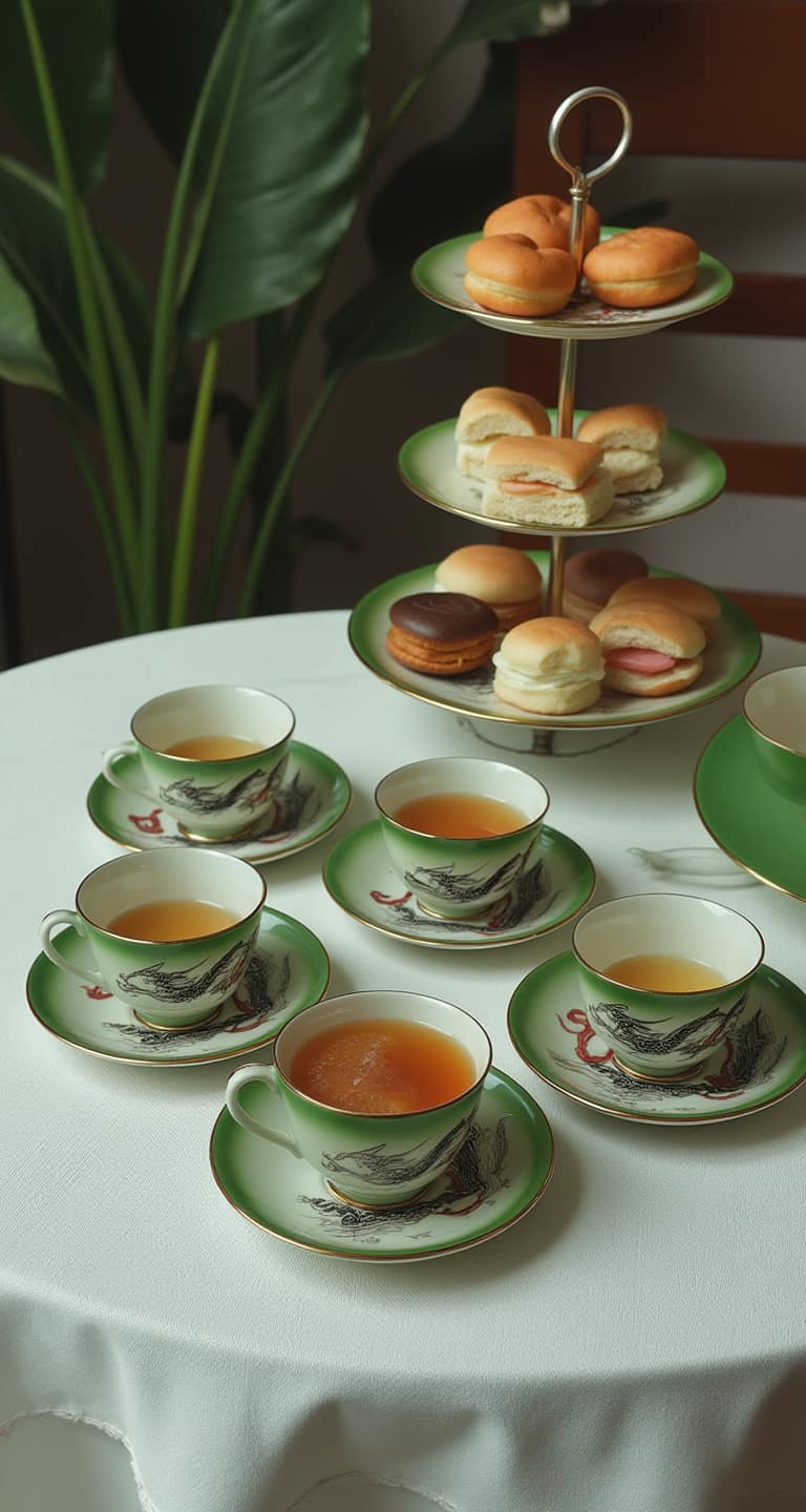 Dragonware Teaset, 4 cups and saucers