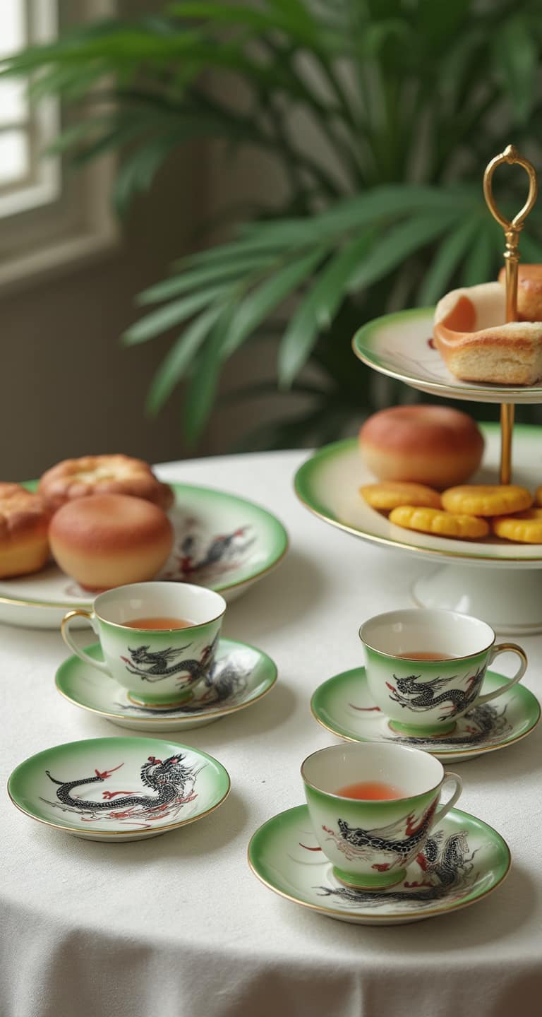 Dragonware Teaset, 4 cups and saucers