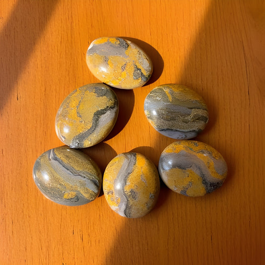 Bumblebee Jasper Mini Palm Stone