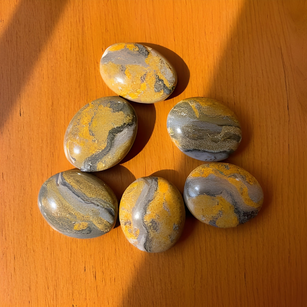 Bumblebee Jasper Mini Palm Stone