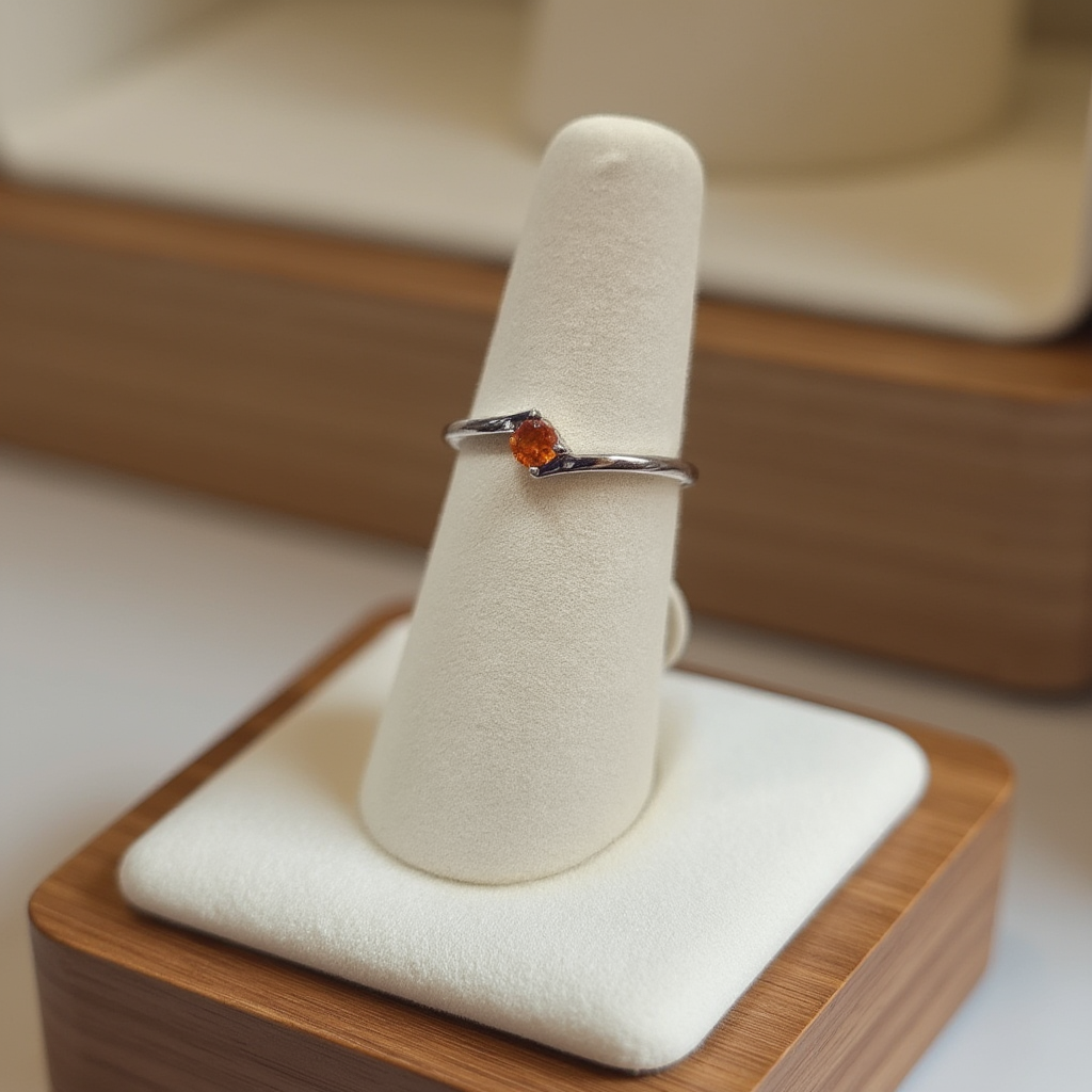 Fire Opal Solitaire in Sterling Silver