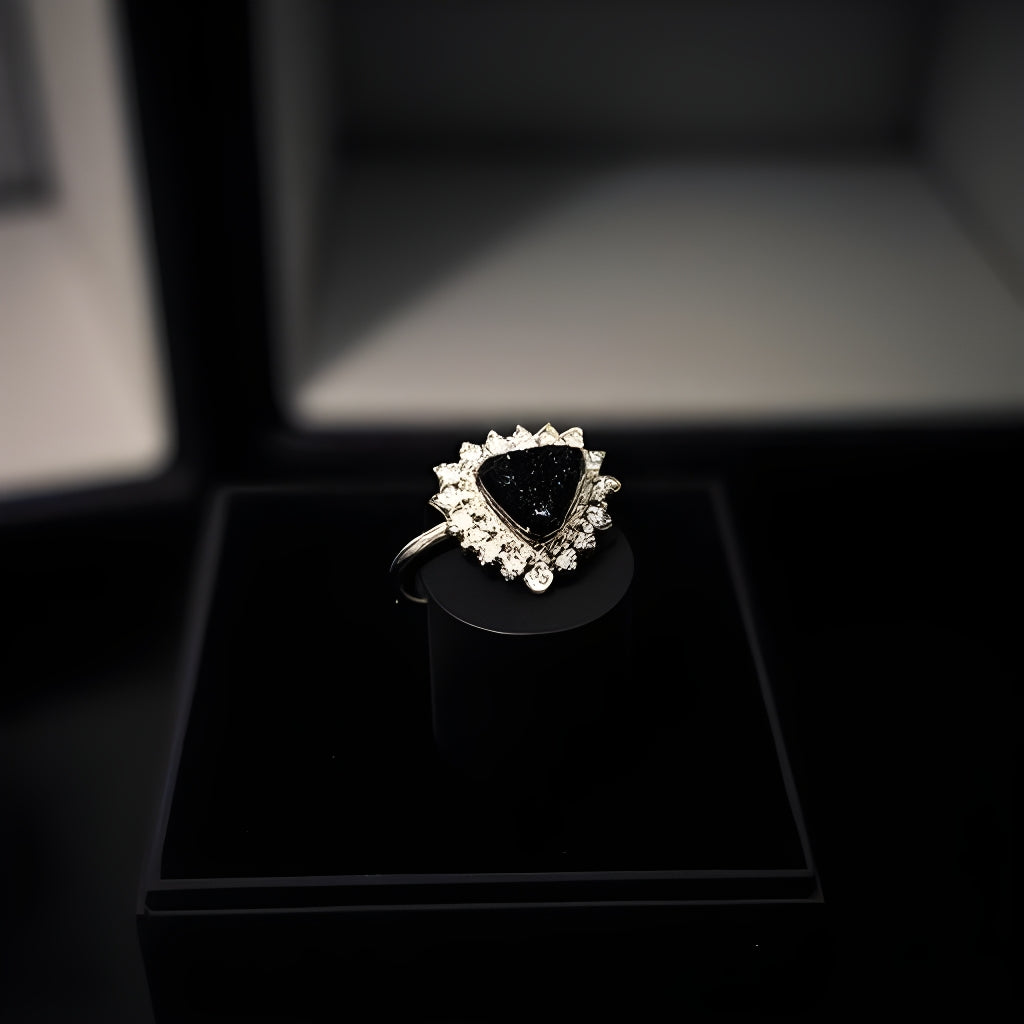 3ct Trillion Cut Onyx with a White Sapphire Halo