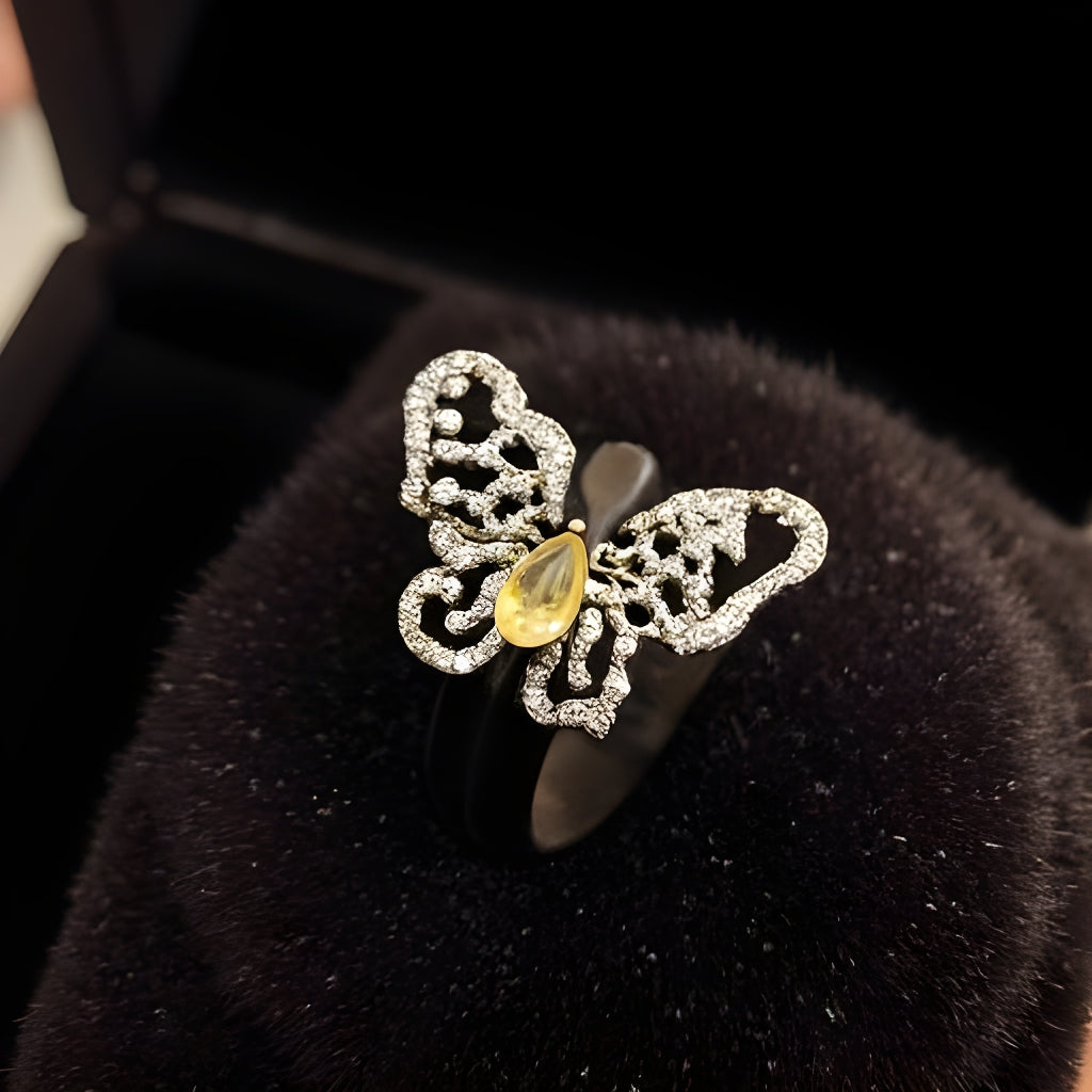 1ct Citrine Butterfly Ring in Sterling Silver