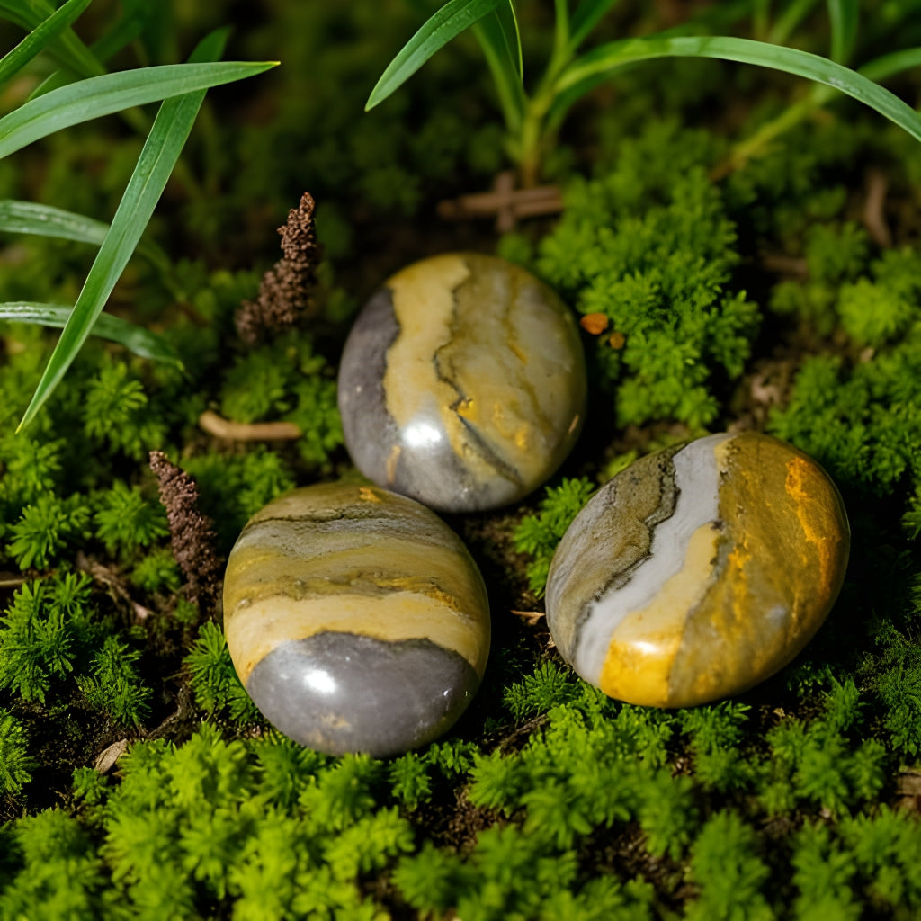 Bumblebee Jasper Mini Palm Stone