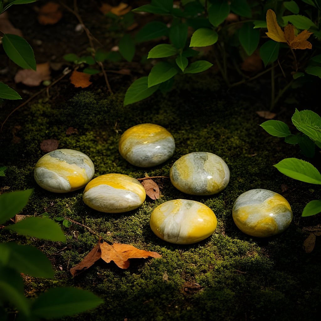 Bumblebee Jasper Mini Palm Stone