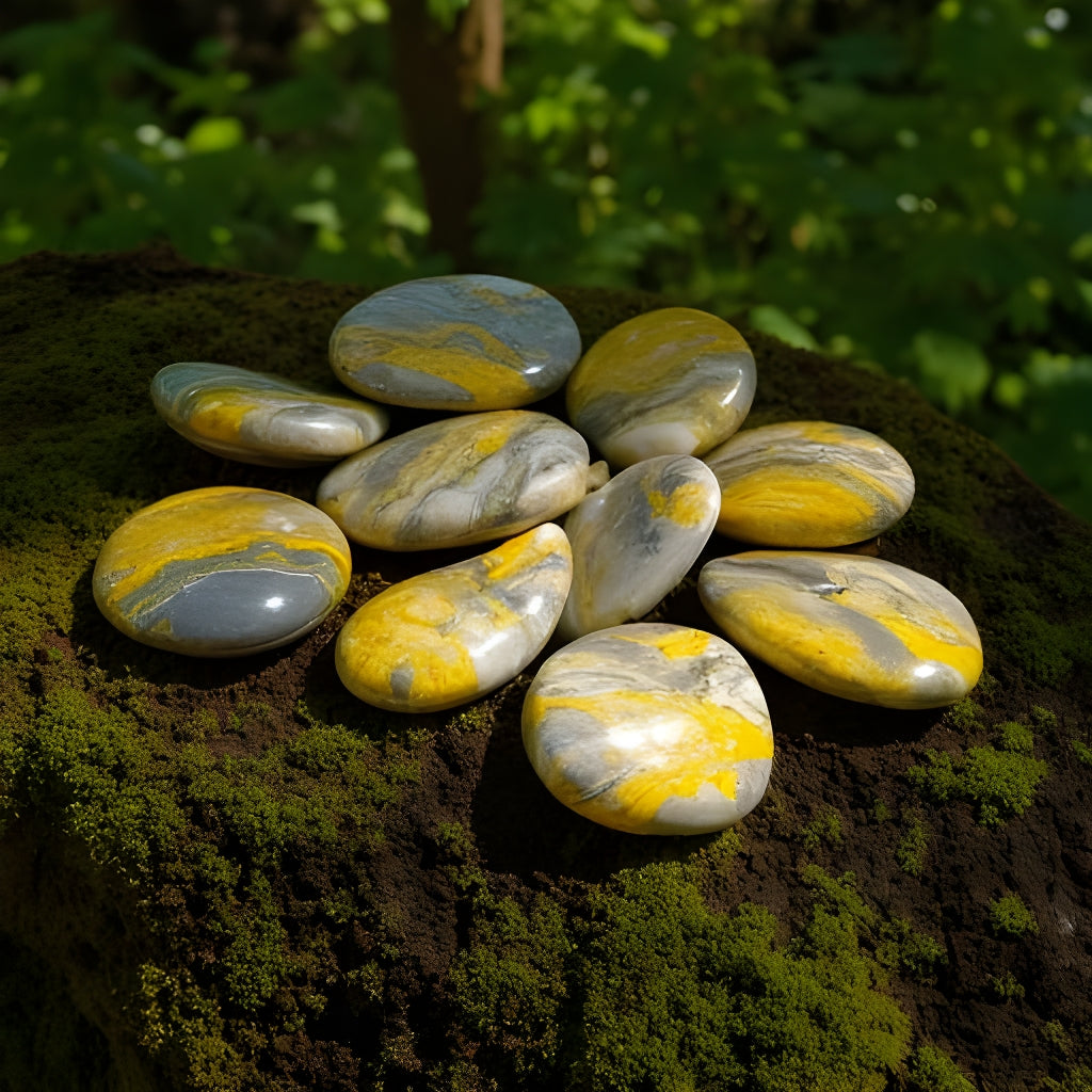 Bumblebee Jasper Mini Palm Stone
