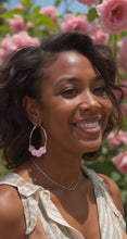 Load image into Gallery viewer, rose quartz hoops

