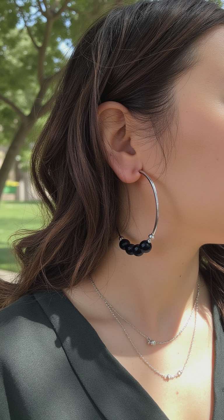 black tourmaline hoops