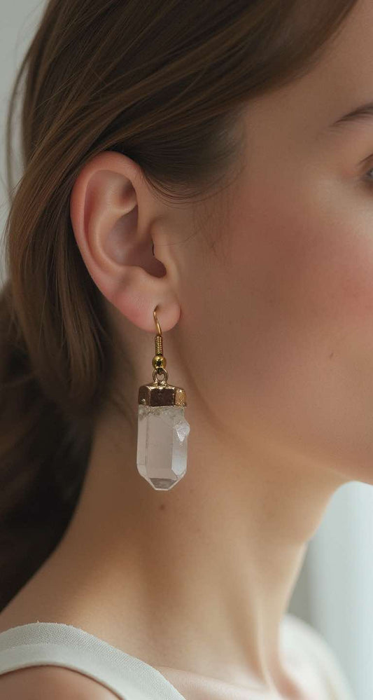 rough quartz drop earrings