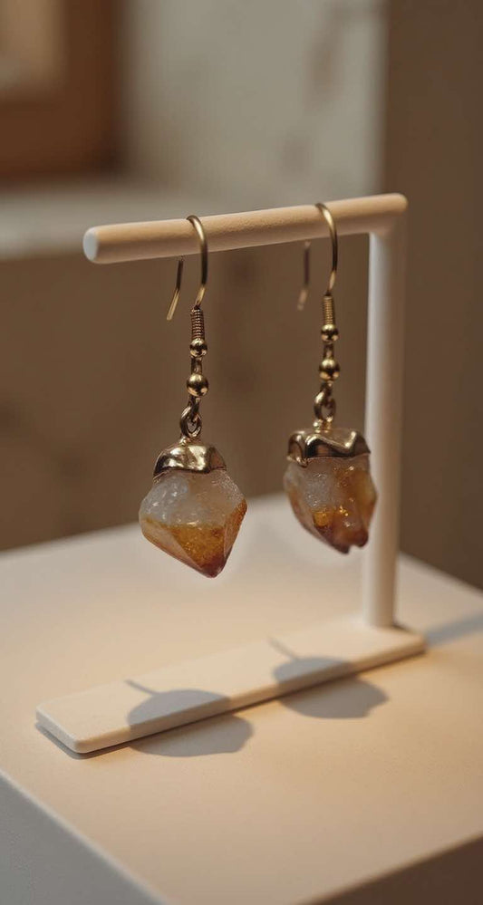 rough citrine drop earrings