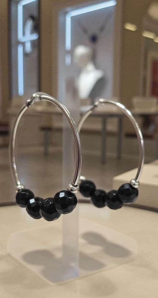 black tourmaline hoops