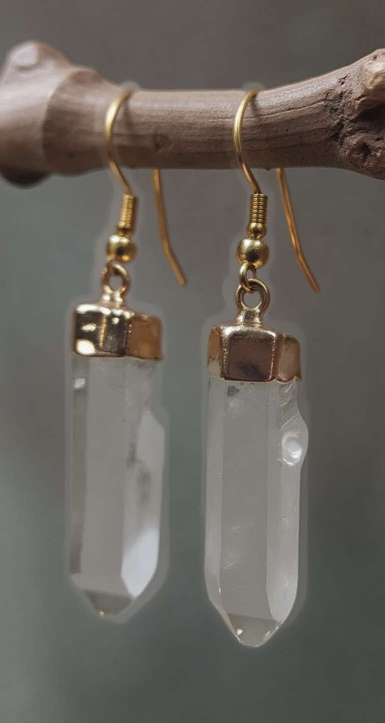 rough quartz drop earrings