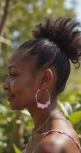 Load image into Gallery viewer, rose quartz hoops
