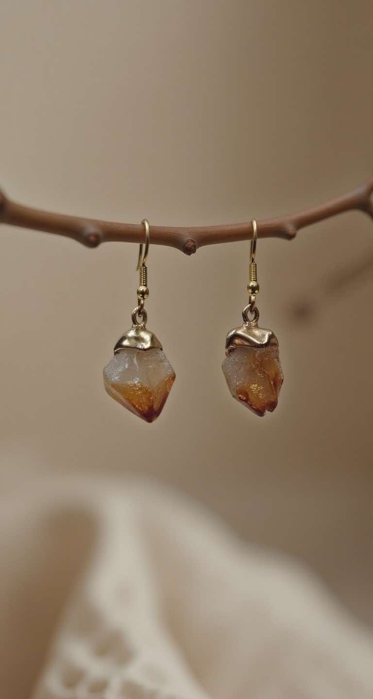 rough citrine drop earrings