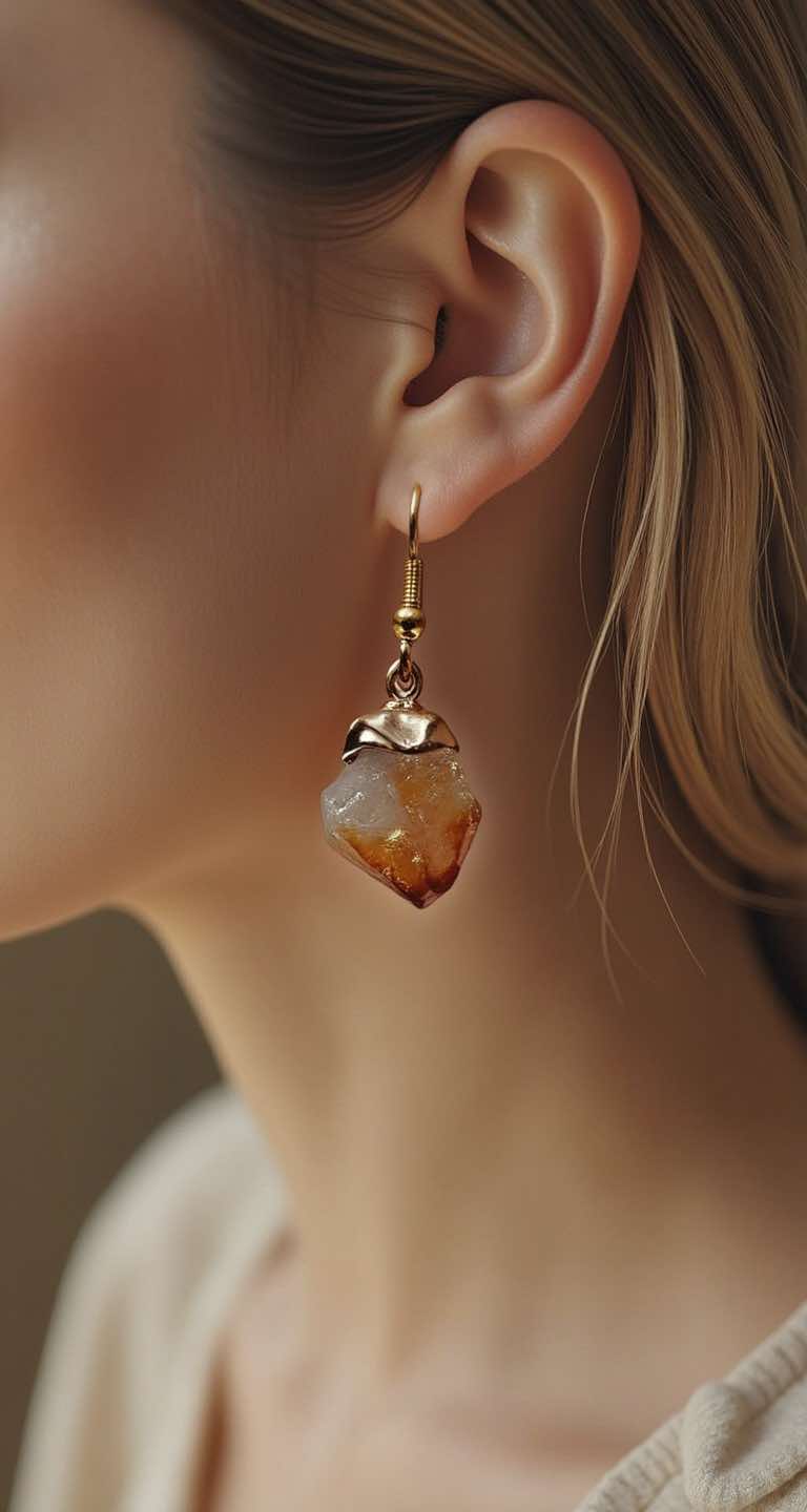rough citrine drop earrings