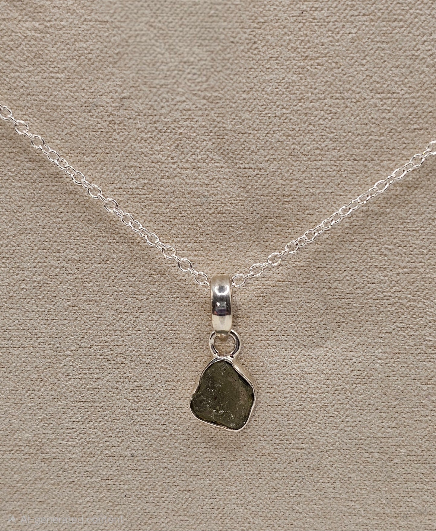 moldavite, herkimer, tektite in sterling pendant