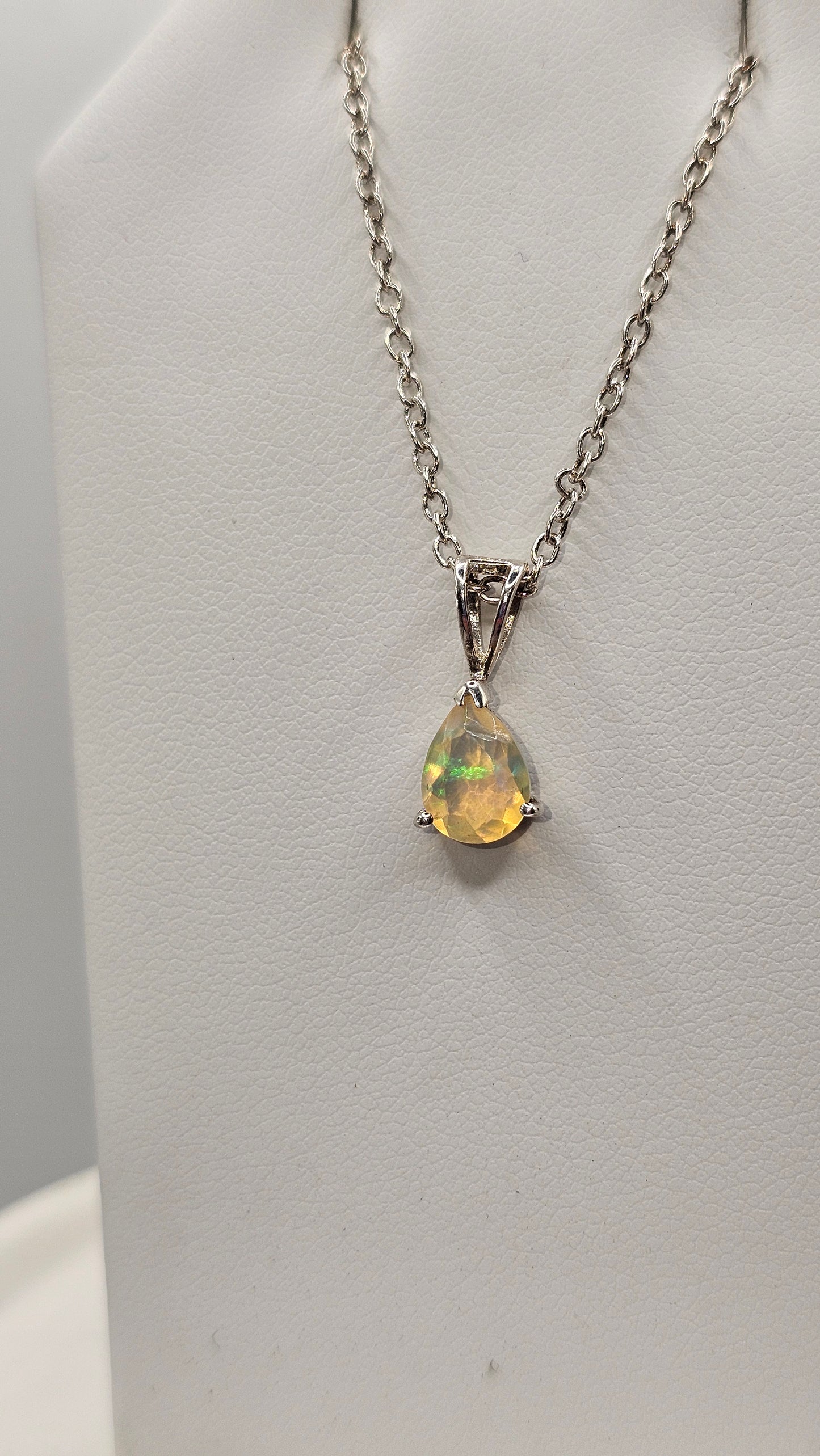 Opal Pear Solitaire Pendant