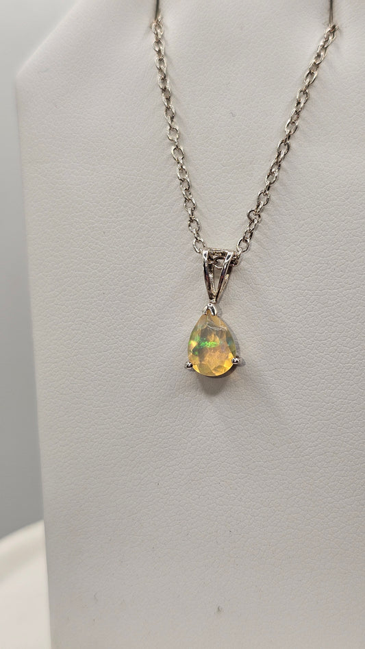 Opal Pear Solitaire Pendant