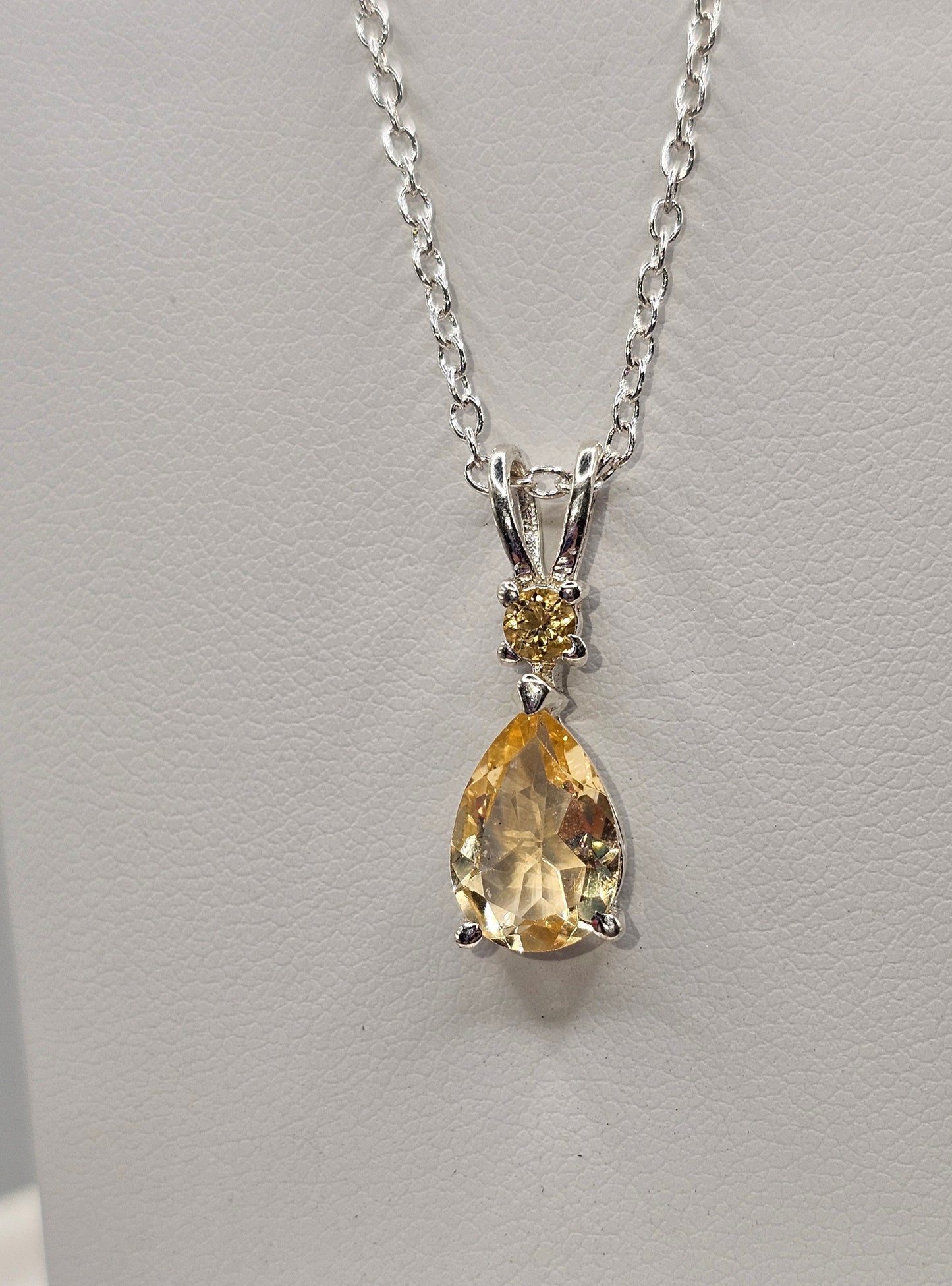 Citrine Pear Sterling Silver Pendant