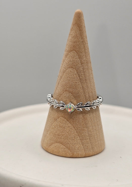 Opal Sterling Silver Band Ring