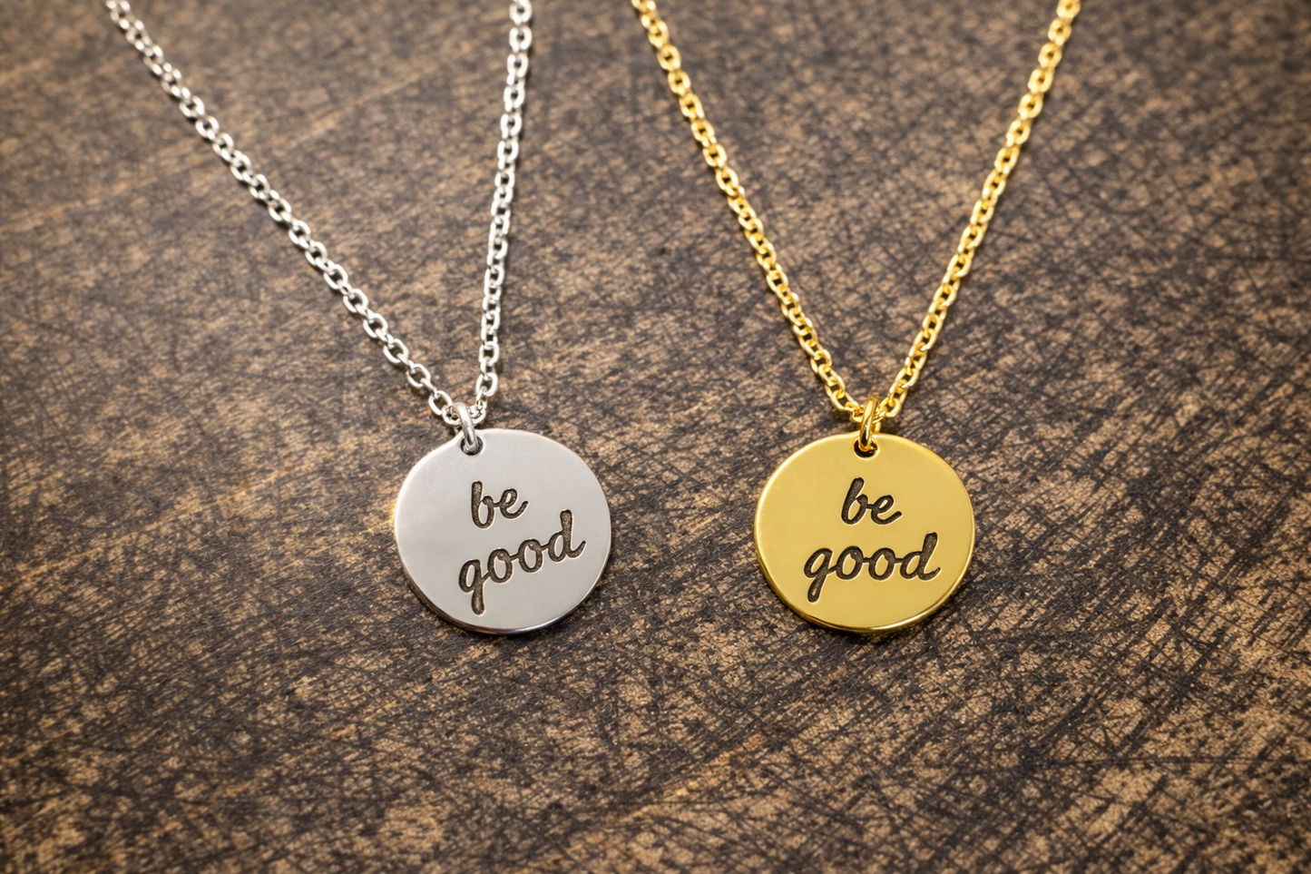 Be Good laser engraved necklace