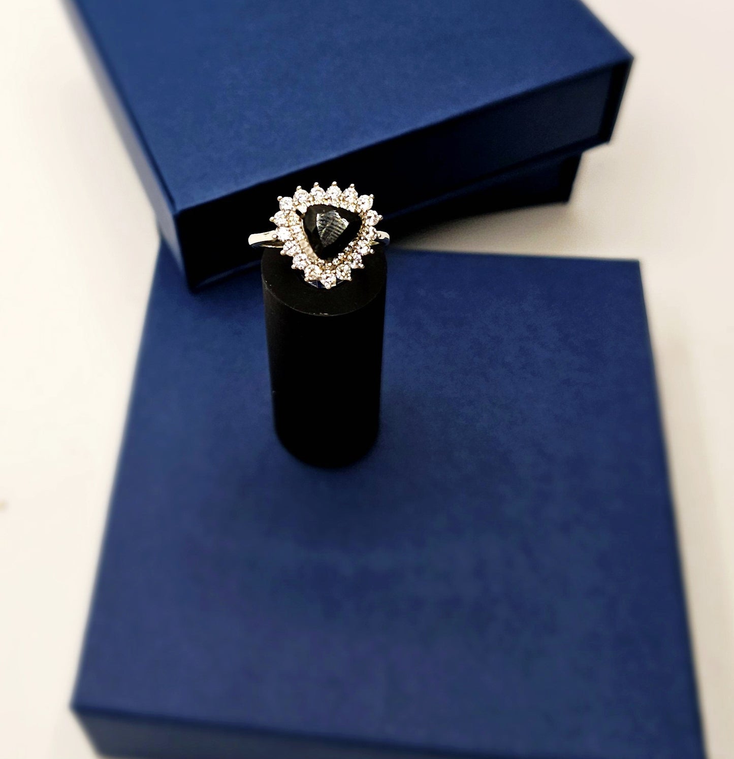 3ct Trillion Cut Onyx with a White Sapphire Halo
