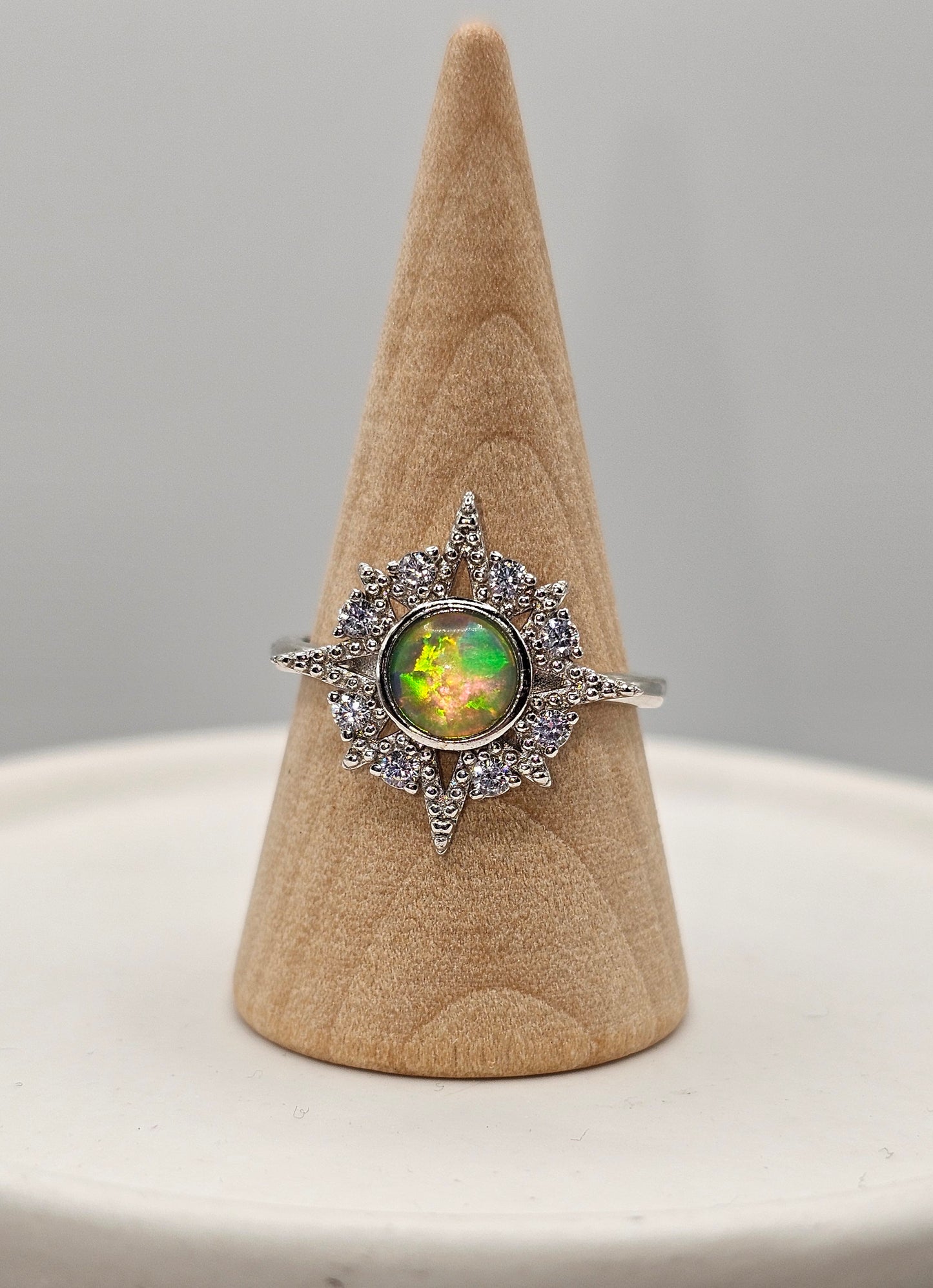 Opal Compass Sterling Silver Ring