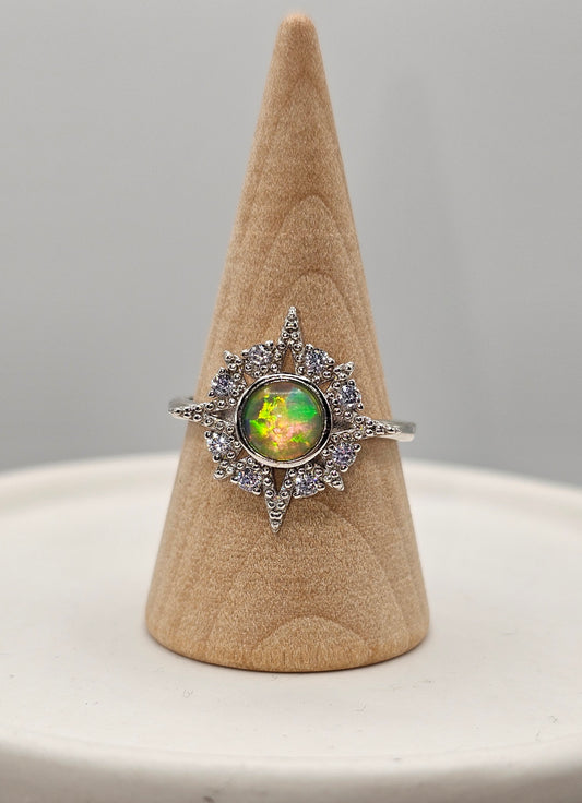 Opal Compass Sterling Silver Ring
