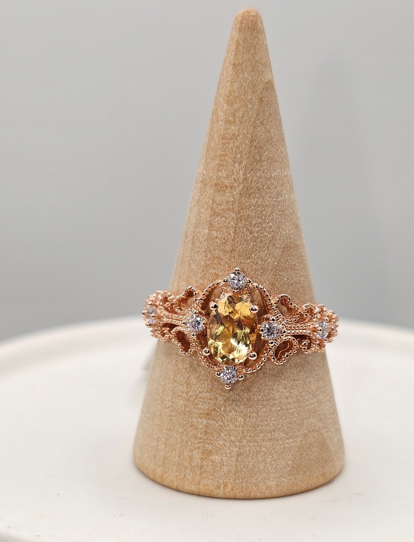 Citrine Vintage Rose Gold Ring