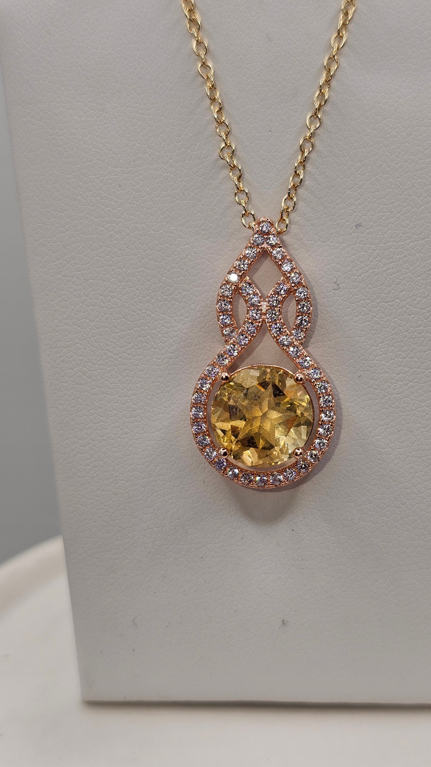 Citrine Vintage Rose Gold Pendant