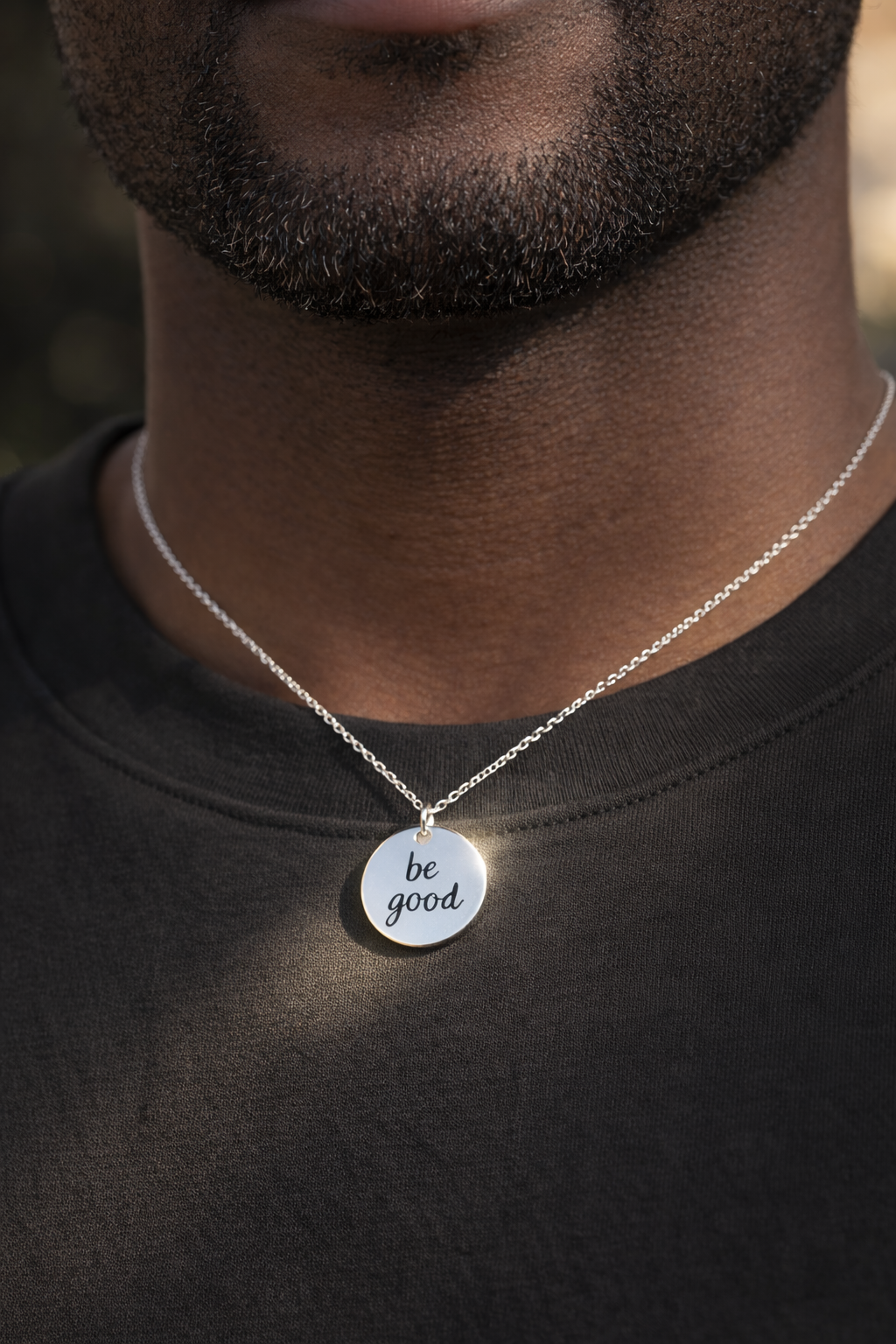 Be Good laser engraved necklace